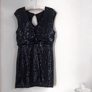 Navy blue sequence dress with open back